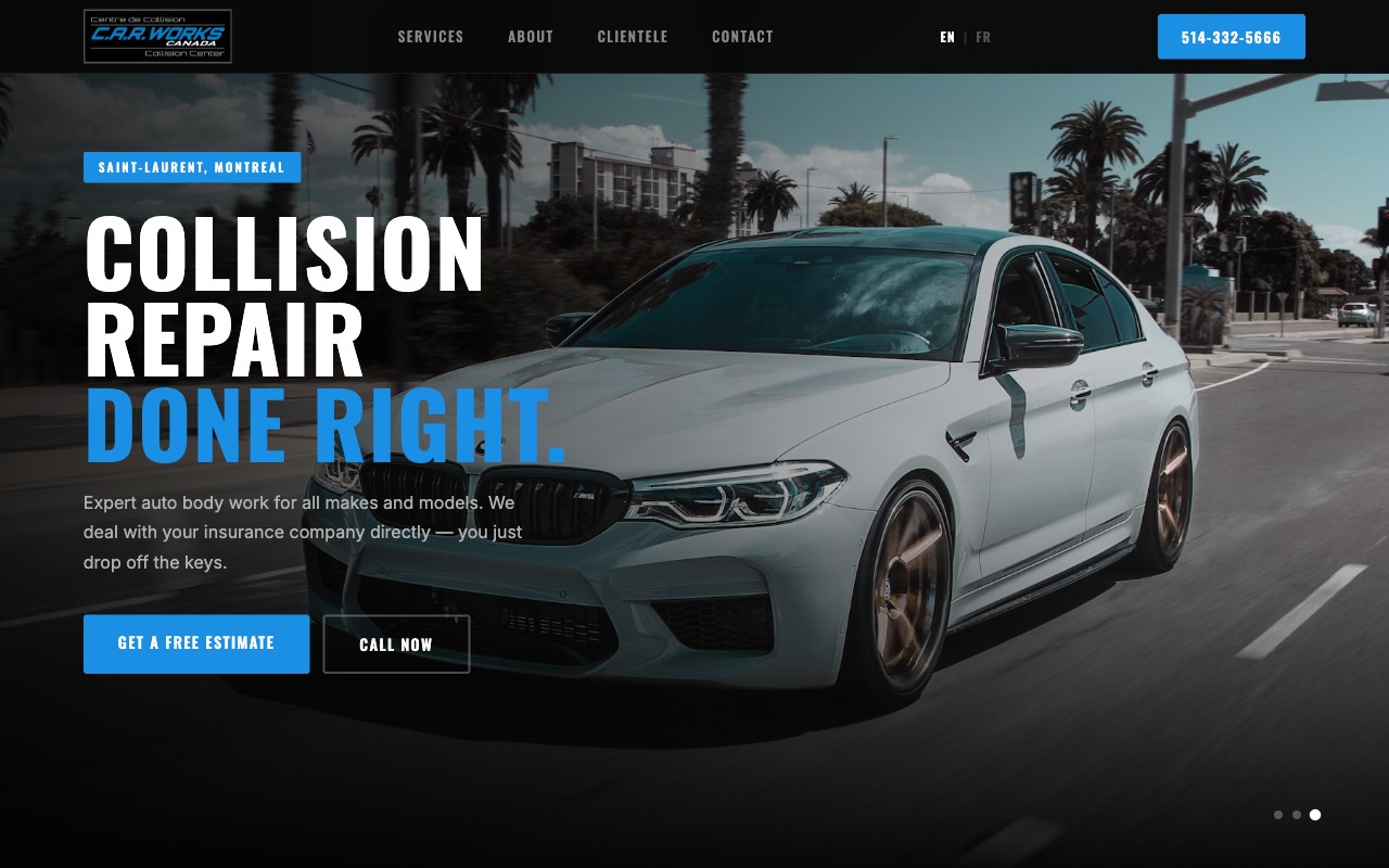 Screenshot of CarWorks Canada website